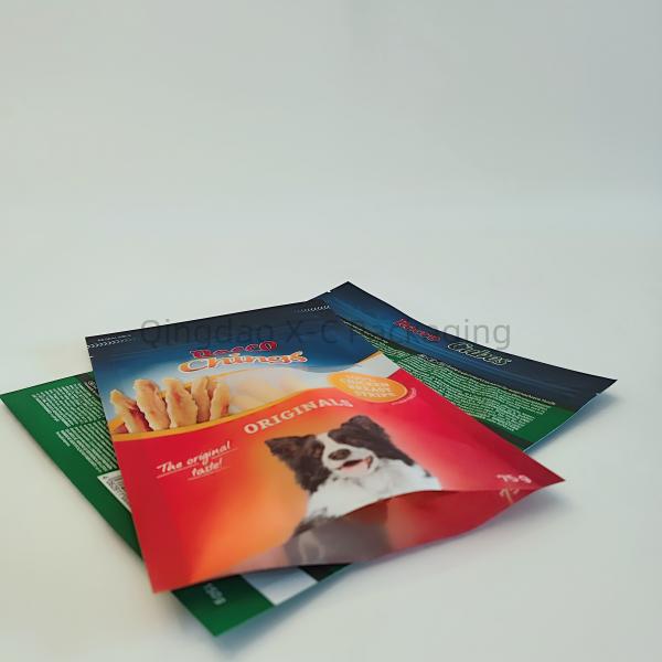 Alimentos para mascotas Bolsas de sello de 3 lados Coloridas Bolsas compostables Embalaje a prueba de humedad