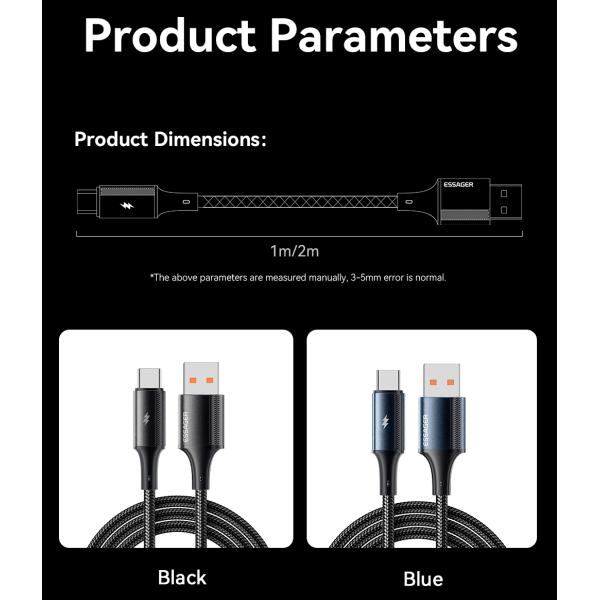 120W USB A To C Cable PP USB C Charging Cord ESSAGER ES-X45