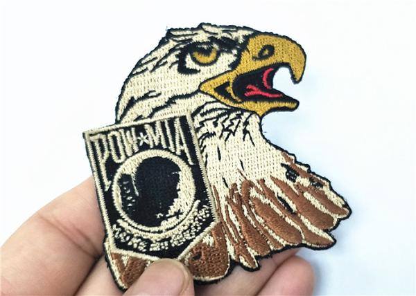 Eagle Logo Cool Embroidered Patches Smooth Laser Cut Border For Clothing And Hat