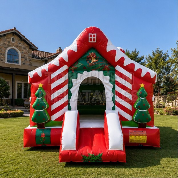 Premium Christmas Inflatable Bouncy Castle with Gingerbread House Design for Schools Shopping Malls Winter Events and Party Rental Businesses