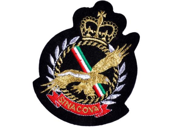 Laser Cut Sew On Gold Lurex Embroidery Military Badge For Uniform