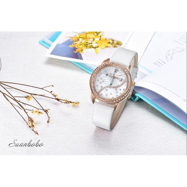 диапазон Genuinle дозора кварца кожаного ремня 10mm белый белый кожаный