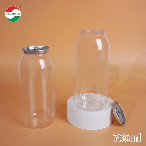 250ml 330ml 400ml 500ml 700ml Custom Size PET Bottle Jar Packaging Beverage Cans Made From Food Grade PET Material Transparent With Press Cover Easy Open Lid
