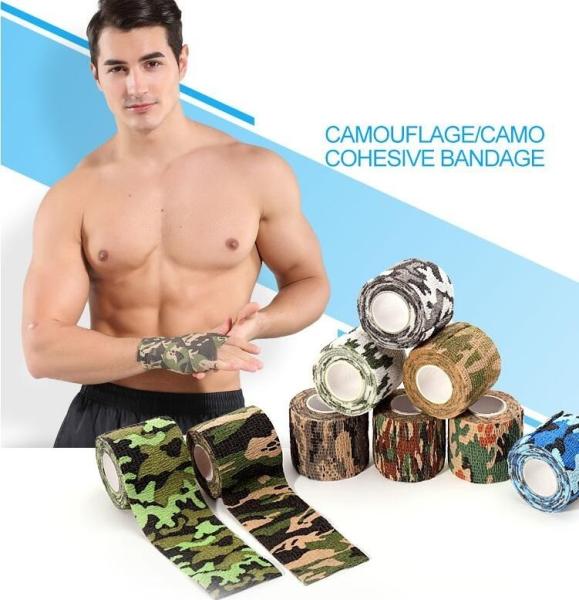 2x5yards self-adhesive camo colored elastic cohesive bandage, breathable waterproof camouflage home care products kines
