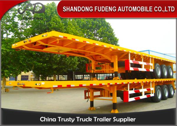 3 Axle 40ft Flatbed Trailer , High Bed Flatbed Container Trailers With WABCO System