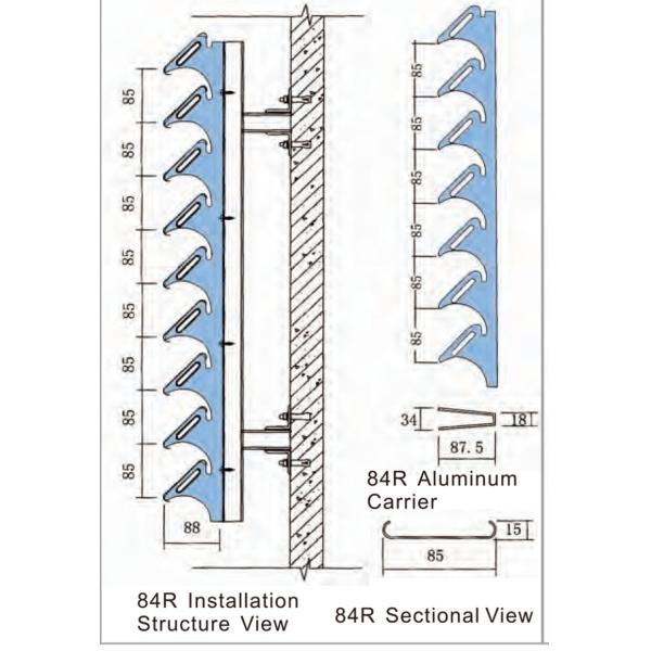 Белизна системы 84R жалюзи механизма управления Солнця украшения внешней стены алюминиевая
