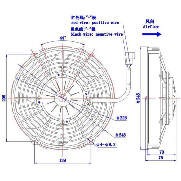 DC Brush High Speed Radiator Fan 9 Inch , Condenser fan, refrigerator fan of Bus AC Parts