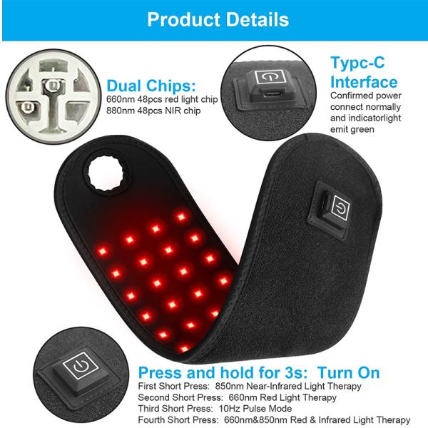 48Pcs 660nm & 850nm светодиодный ближний инфракрасный для дома Устройство для терапии красным светом Близкий инфракрасный светотерапевтический пояс
