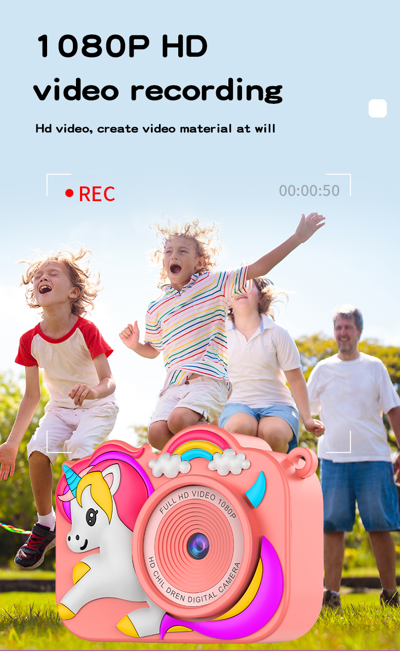 DLC Kids Camera Unicorn Design Plastic & ABS Case | Dual Camera CCD MicroSD <2