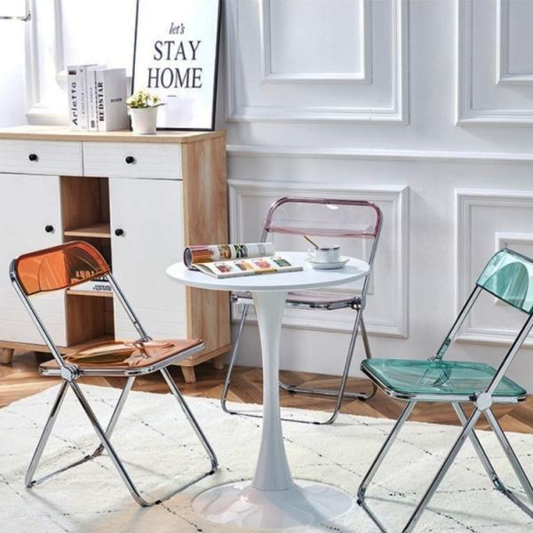 Metal Steel Frame Clear Acrylic Folding Chairs for Wedding Banquet Restaurant Garden