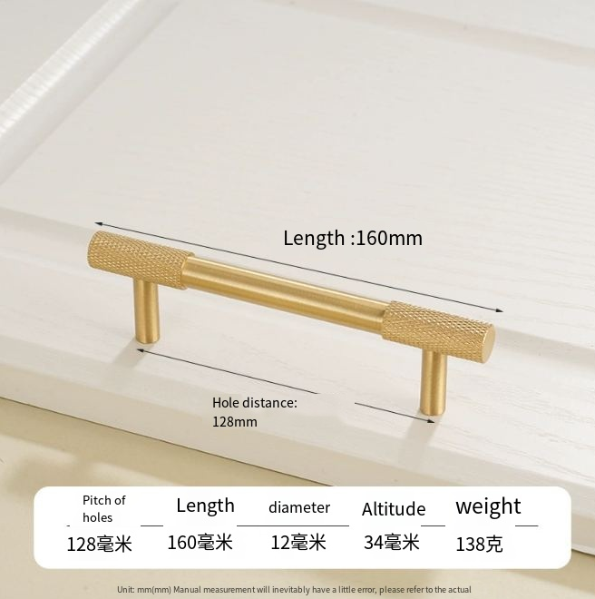 2025 Knurling Brass Handles Solid Brass Gold Cabinet Door Kitchen Drawer Handle Furniture Hardware