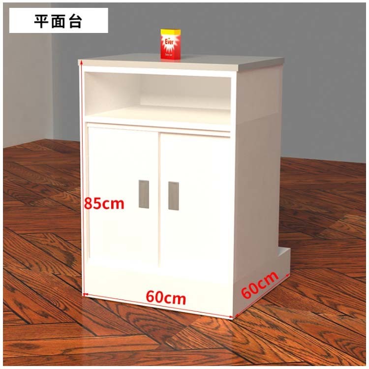 Retail Shops Metal Cashier Counter Table with Wire Promotion Rack and Suggested Picture