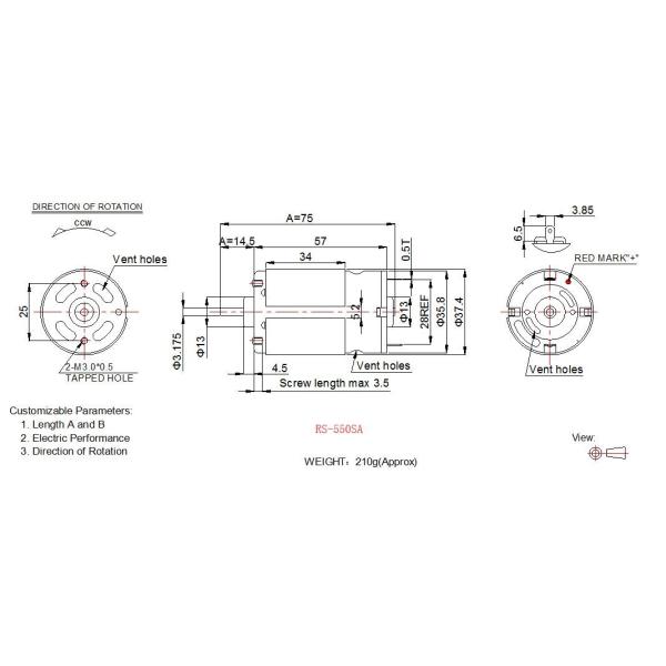 High Torque DC Electric Motor 35.8mm 12v 24 Volt With Plastic End Cap