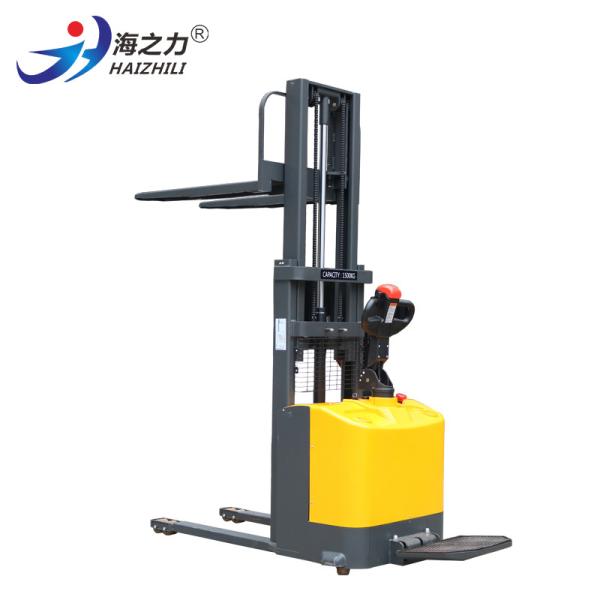 Standing Driving Automatic Pallet Stacker With Pedal And 2.2 Kw Hydraulic Pump