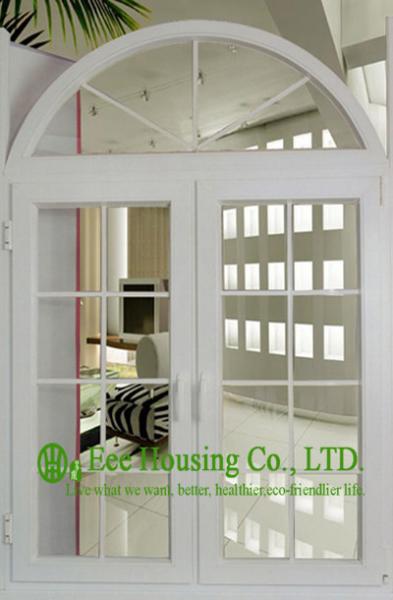 Grill designs Upvc Arch Window & Door For House / Apartment, White Color Pvc Windows
