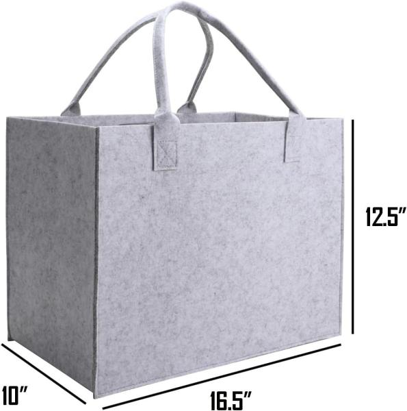 Biodegradable Sustainable Eco Friendly Green Felt Bag Storage High-Capacity Solid Color Two Shoulder Straps Custom Logo Felt Tote Bag Shopping