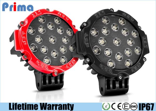 51W Black Round LED Driving Light For Off Road 7 Inch Flood Beam 4080 Lumen
