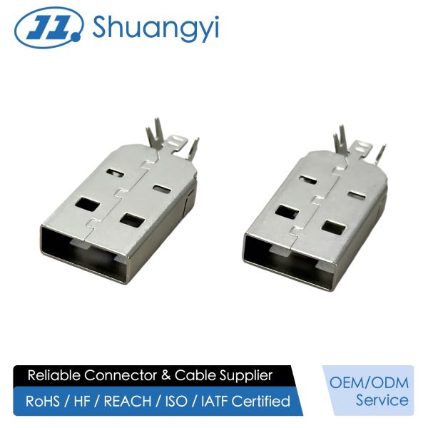 USB 2.0 AM Connector Two-Piece Shell 24.7mm | Electrical Cable Terminal Assembly for Power & Data Transmission