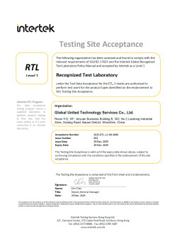 Global United Technology Services Co.,Ltd. Certifications
