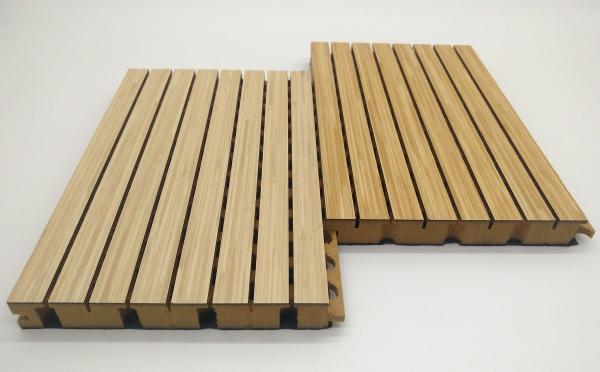 ODM Laminated Soundproof Veneer Wooden Grooved Acoustic Panel for Office Lobby