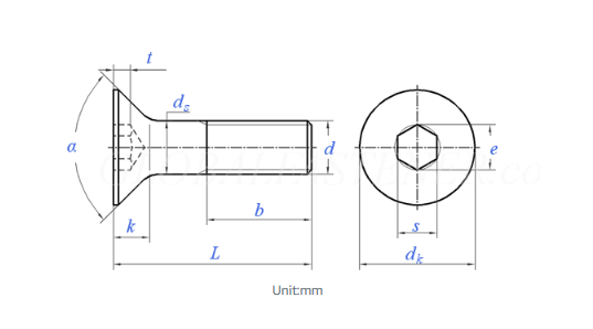 High Strength Carbon Steel Gr.10.9 Allen Countersunk Head Screw Full Thread Standard DIN7991