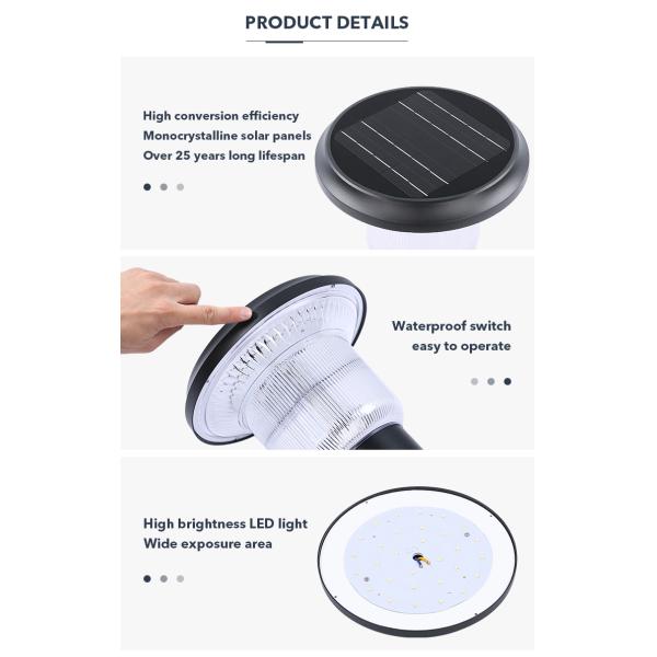 La luz solar del patio del ODM del OEM, pilar llevado solar agua ligero resistente