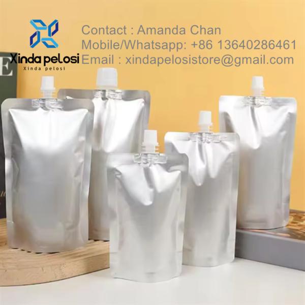 Saco de bico de papel alumínio para embalagem de alimentos Saco de suporte para bebidas de leite Chá de leite Chá gelatinoso