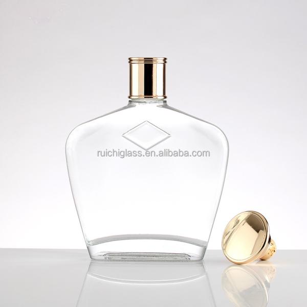 Garrafa de vidro de brandy de luxo personalizada com capacidade de 500 ml e material de vidro Super Flint