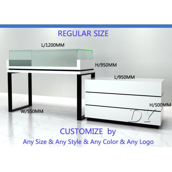Moder Nice Glossy White Jewellery Display Case With Black S/S Leg