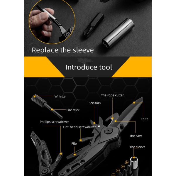 Multifunctional Combination Cutting Plier Black Stainless Steel