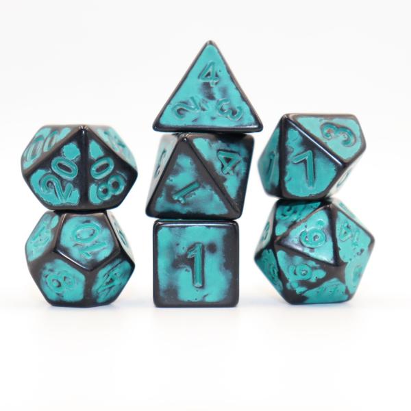 Antique old black back red resin character playing board game dice set dnd dice