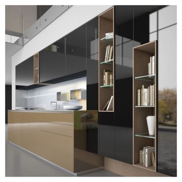 PVC Thermofoil Modern Kitchen Cabinet Porcelain Furniture Cabinet Set