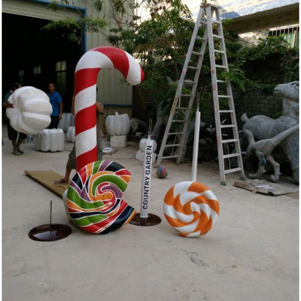 large fiberglass  statue  colorful lollipop model as decoration  in plaza hall or square