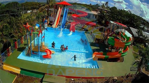 Water Park Play Equipment Set With Aqua Fiberglass Water Slide For Kids