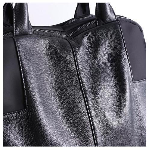 Zippered Black Leather Top Handle Bag ISO Unisex Shoulder Bag