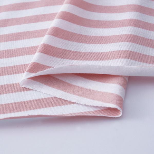 Wear Resistant Cotton T Shirt Fabric Lightweight Striped Plain Texture 140g