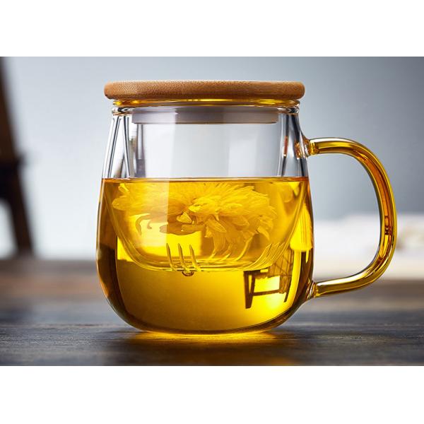Чашка чая с Инфузер, рука бамбуковой ясности крышки стеклянная дунутый создатель чая офиса