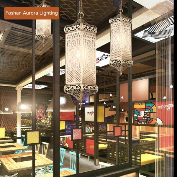 6 Lights Vintage Lantern Chandelier with E12/Candelabra Bulb Base and Vintage