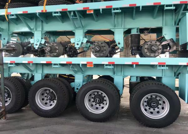 3 Axle Flatbed Semi Trailer 40ft Double Tires / Single Tires Container Trailer