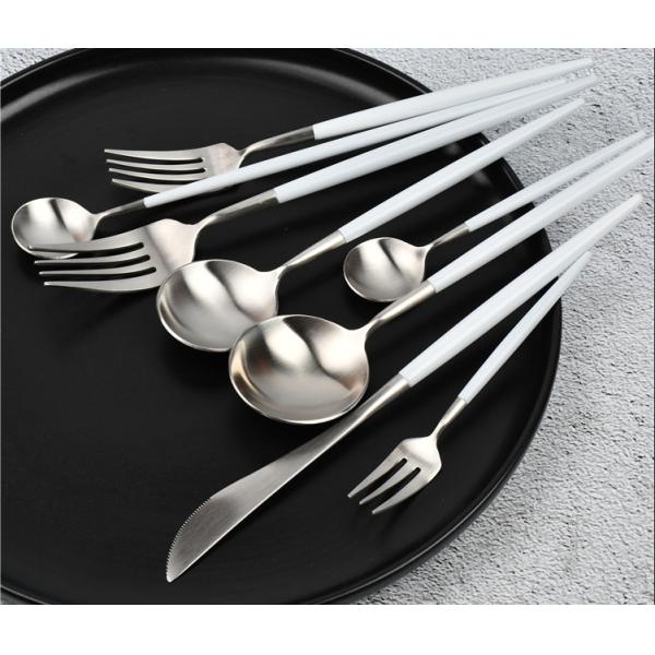 18/8 White Handle Stainless Steel Cutlery Set Flatware Set Dinnerware NC099 Whole Series