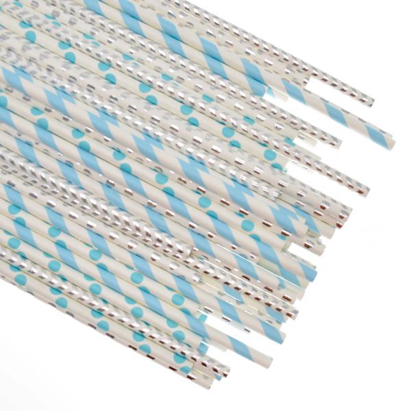 197mm 10mm Party Gold And White Striped Compostable Disposable Paper Straws