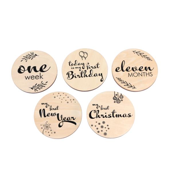 Tarjetas de Milestone mensual para bebés Discos de Milestone impresos de madera para bebés recién nacidos Regalos de diseño personalizado acepta