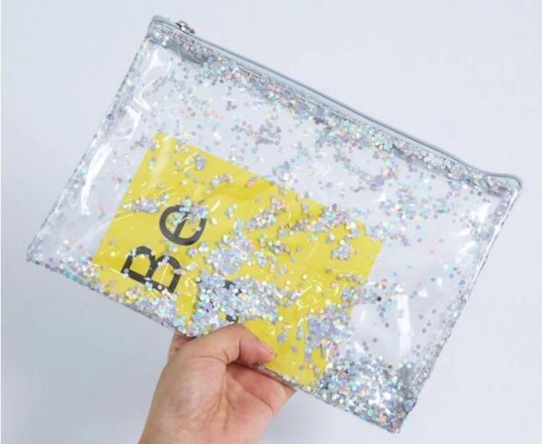 Window Makeup Cosmetic Bag Aluminum Foil Zip Lock  EVA PVC Travel Accessorie