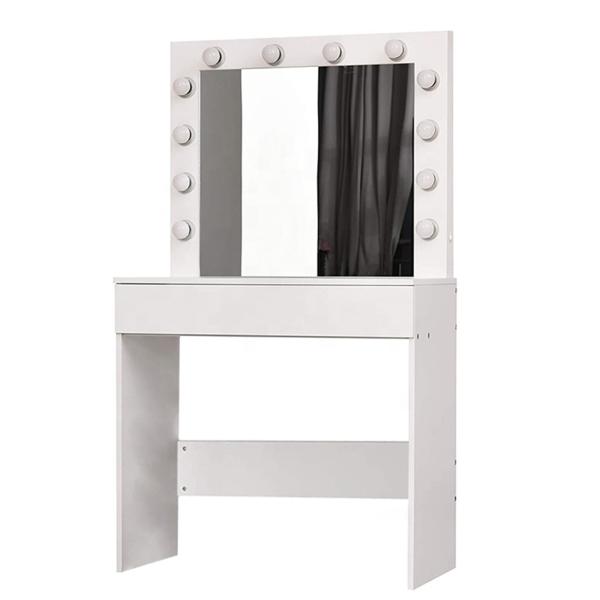 Modern MDF Wood Touch Screen Mirrored Dresser White Color 140cm Height