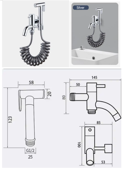 Robinet de lavabo, douchette de salle de bain pour baignoire assise, robinet de toilette pour baignoire assise en laiton
