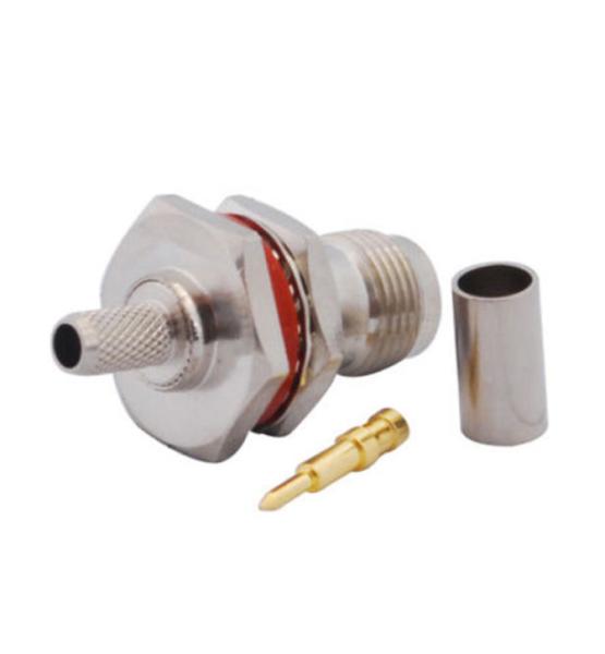 RF Coaxial Connector TNC Female Bulkhead Mount with 0~3GHz Frequency Brass Material and Ni Plating for RG316 RG178 Cable
