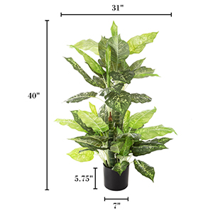 Artificial Green Dieffenbachia Plant 2 Pack - Faux Indoor Plant Spray - EverGreen Greenery For Home Or Office Decor