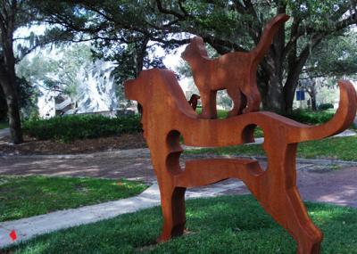 Le jardin contemporain en métal ornemente les animaux/le métier de soudure de sculpture chien en métal