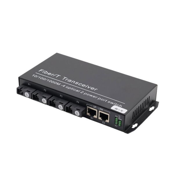 10/100Mbps Fiber Switch 4 SC Fiber Ports 2 RJ45 Ports Gigabit Uplink