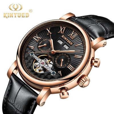 Gold Cover Minimalist Mechanical Watch Comfortable Soft  Black Strap